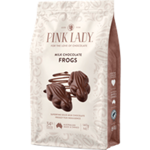 Pink Lady - Milk Chocolate Frogs (140g pouch) Pink Lady - Milk Chocolate Frogs (140g pouch)
