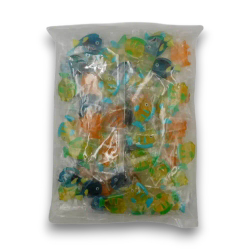 Juicy Jelly tropical fish-shaped gummies in 1kg bulk packaging for parties and retail from The Professors Online Lolly Shop.