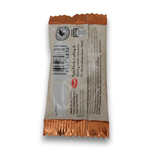 Pink Lady Mini Bunny 15g individually wrapped milk chocolate back view, available at The Professors Online Lolly Shop.