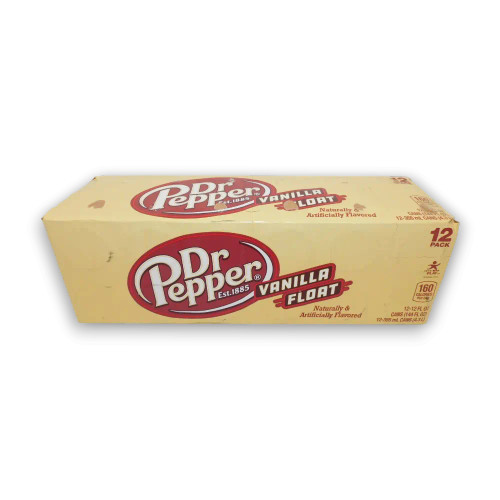 Dr Pepper Vanilla Float 12-pack display box, available at The Professors Online Lolly Shop.