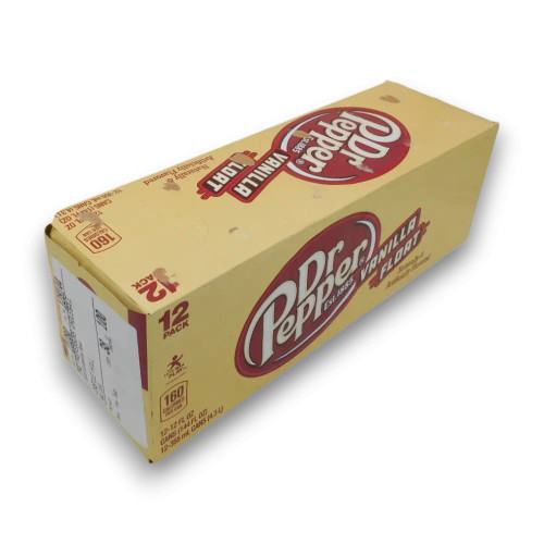 Dr Pepper Vanilla Float 355 ml can with red and cream label, available at The Professors Online Lolly Shop.