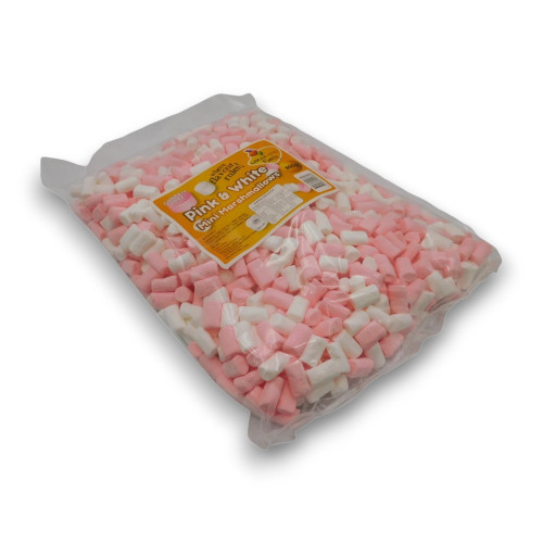 Lolliland Marshmallow Mini Pink & White in an 800g bag, showing fluffy pastel-coloured marshmallows, perfect for dessert tables