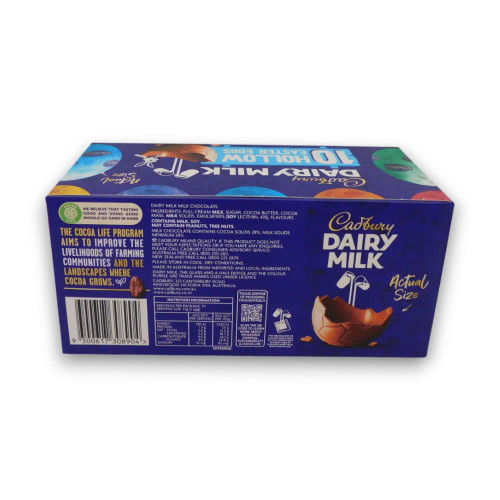 Cadbury Dairy Milk Assorted Hollow Easter Eggs 170g box with colourful egg designs, available at The Professors Online Lolly Shop.