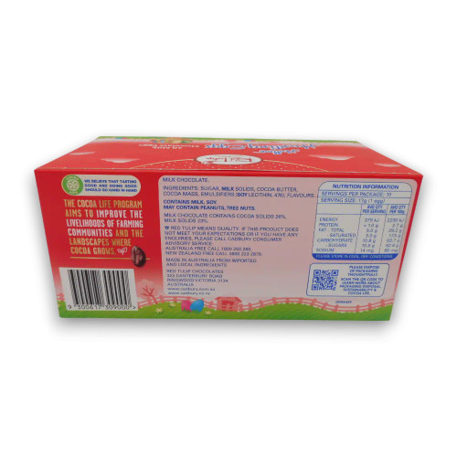 Red Tulip Hollow Hunting Eggs 170g box with 10 milk chocolate eggs, available at The Professors Online Lolly Shop.
