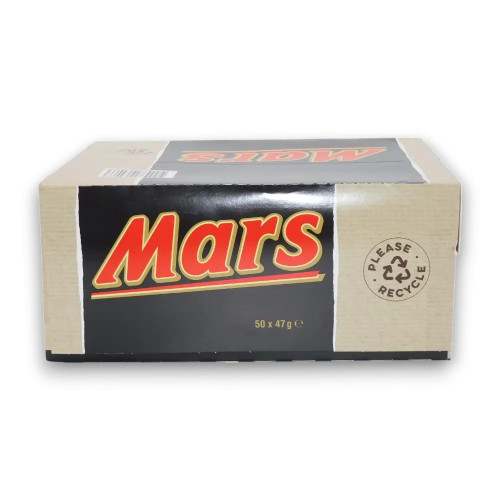 Mars Bar 50 x 47g display unit, available at The Professors Online Lolly Shop.