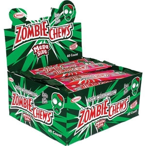 Sweetmans - Zombie Chews - Mega Size - Sour Watermelon (Display unit | 72 x 28g bars)
