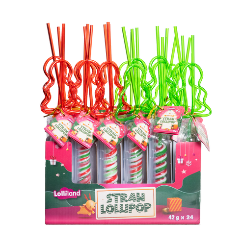 Lolliland - Christmas Tree Straw and Lollipop (Display unit | 24 x 42g pcs)