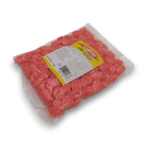 Sweet Treats Pink Clouds gummy lollies in 1kg bag, ideal for events and buffets, available at The Professors