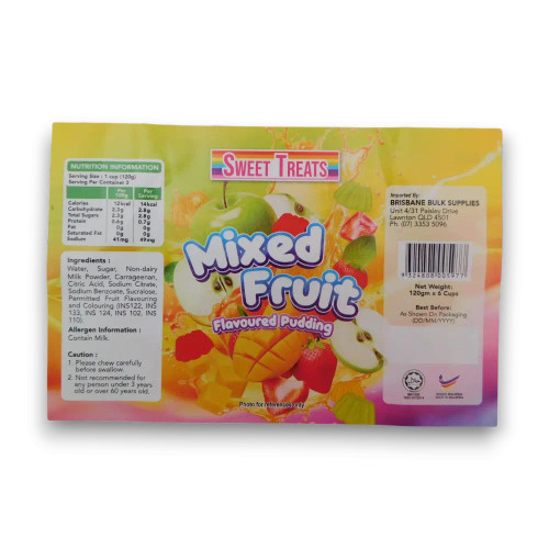 Nutritional panel of Sweet Treats - Mixed Fruit Flavoured Pudding (Display unit | 6 x 120g pcs).