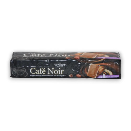 Van Delft Café Noir 200g pack featuring coffee-glazed biscuits, available at The Professors Online Lolly Shop.