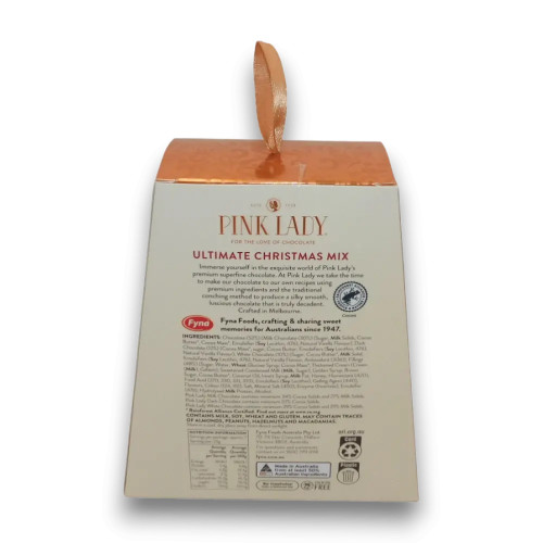 Premium Pink Lady Christmas Mix 180g gift box with colourful twist wraps, from The Professors Online Lolly Shop.
