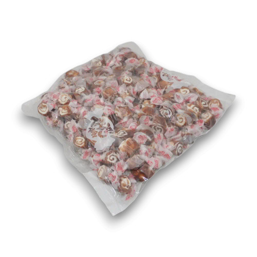 Taffy Town Chocolate Caramel Sea Salt Salt Water Taffy 1.1kg bulk bag with individually wrapped swirl taffies.