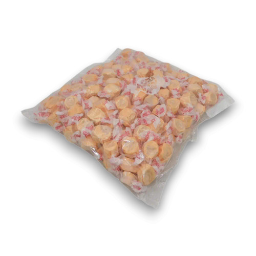 Taffy Town Cookie Butter Salt Water Taffy swirl-filled chewy pieces in a 1.1kg bulk bag from The Professors Online Lolly Shop.