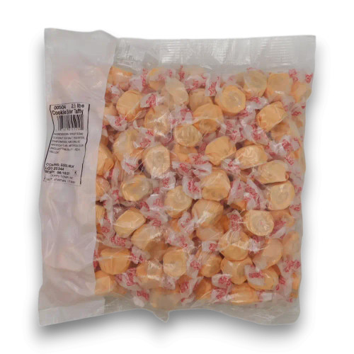 Taffy Town Cookie Butter Salt Water Taffy bag filled with individually wrapped creamy swirl pieces.