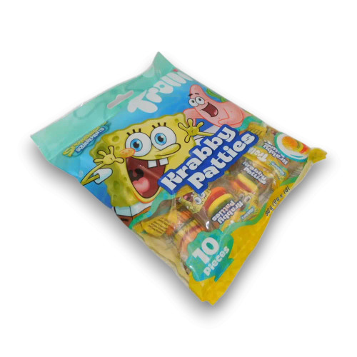 SpongeBob Krabby Patties gummy burger lollies by Trolli in a 90g bag from The Professors Online Lolly Shop.