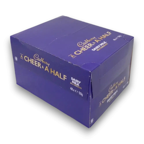Cadbury Dairy Milk Original Bar 48 x 50g box, classic individually wrapped chocolate bars, available at The Professors.