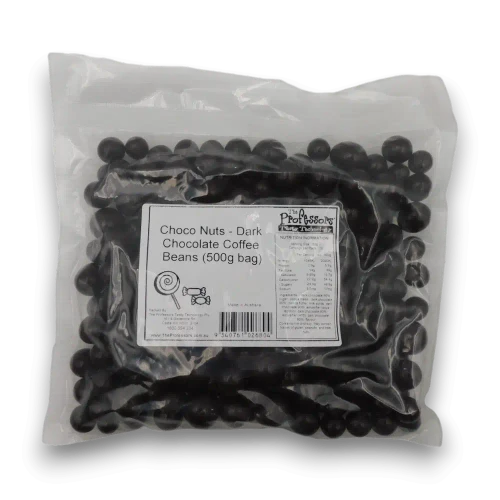 Choco Nuts Dark Chocolate Coffee Beans in 500g bag from The Professors Online Lolly Shop