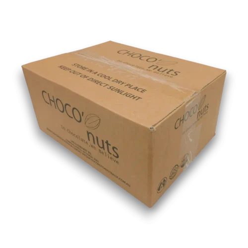 Choco Nuts White Chocolate Coconut Rough 5kg box bulk white chocolate coconut pieces, available at The Professors Online Lolly Shop.