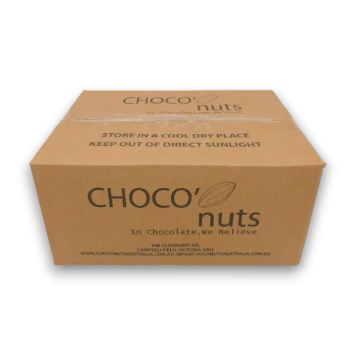 Choco Nuts White Chocolate Coconut Rough 5kg bulk confectionery box for retail stores and events, available at The Professors Online Lolly Shop.