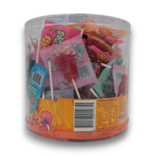 Wizz Fizz Sour Pops novelty sour lollipops in 640g party tub from The Professors Online Lolly Shop