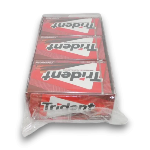 Trident Cinnamon Gum 14 stick sugar free chewing gum packs in display ready packaging at The Professors