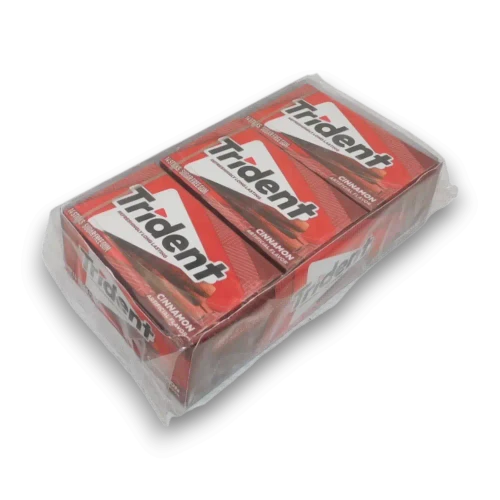 Cinnamon flavoured Trident chewing gum in a 12 pack retail tray at The Professors Online Lolly Shop.