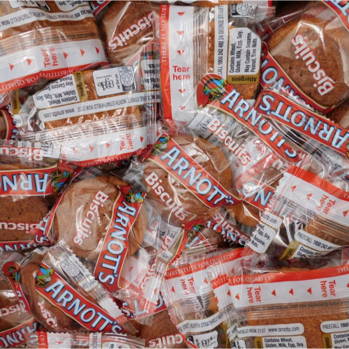 Arnott's Butternut Snap and Delta Cream Biscuits portion control pack with 150 individually wrapped packs.