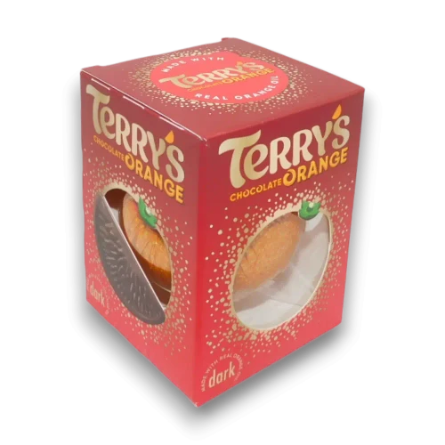 Terry's Chocolate Orange Dark Ball 145g featuring rich dark chocolate flavoured with real orange oil from The Professors.