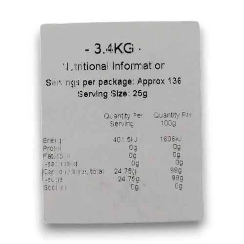 Nutritional information of Maxons Black and White Humbugs 3.4kg jar