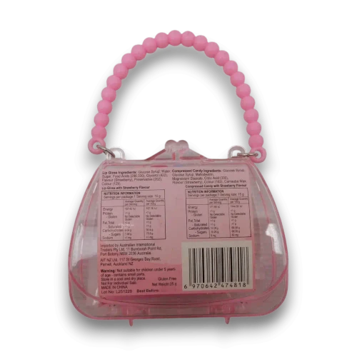 AIT Candy Purse novelty candy handbag containing strawberry flavoured treats, available at The Professors Online Lolly Shop.
