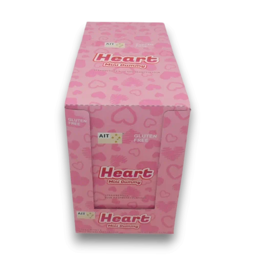 AIT Mini Gummy Heart retail display box featuring heart-themed gummy confectionery, available at The Professors Online Lolly Shop.