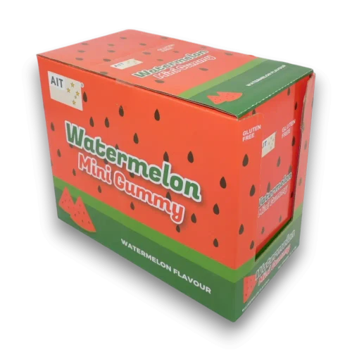 AIT Mini Gummy Watermelon Display Unit containing 12 x 45g watermelon-flavoured gummy packs