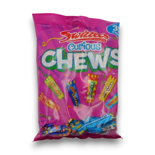 Swizzels Curious Chews 350g bag of assorted individually wrapped chewy sweets at The Professors Online Lolly Shop.