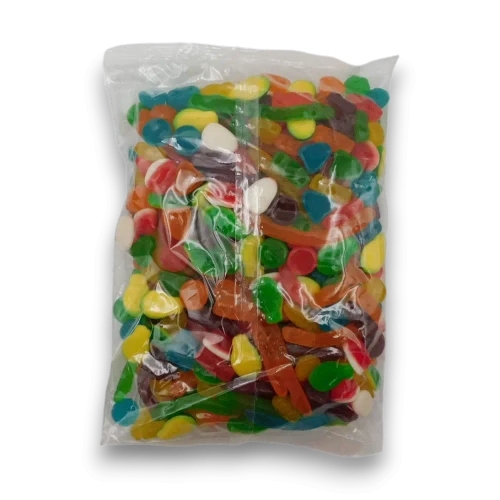 Big Lolly Party Mix 2kg bag with approximately 250 assorted gummy lollies from The Professors Online Lolly Shop.