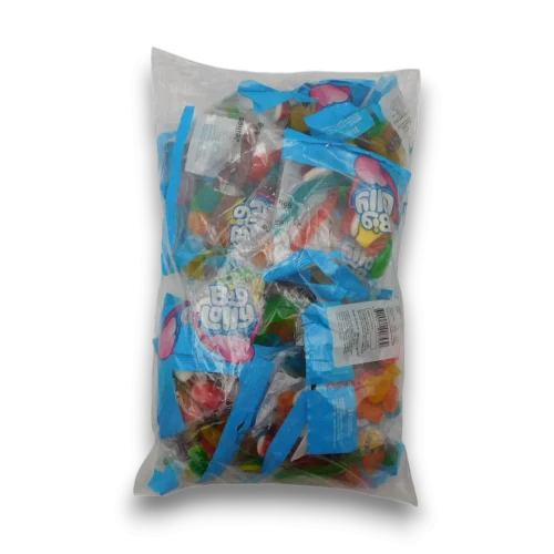 Big Lolly Jelly Bags 1.3kg bulk bag with 20 pre-packed assorted jelly lolly bags available at The Professors Online Lolly Shop.