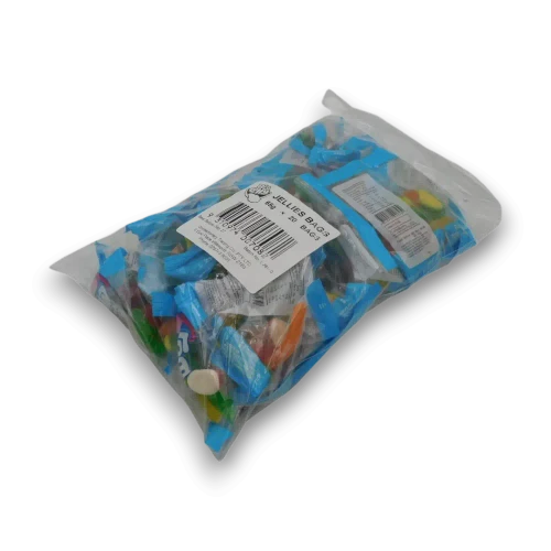 Big Lolly Jelly Bags 1.3kg pack containing 20 individually packed assorted gummy lolly bags from The Professors Online Lolly Shop.