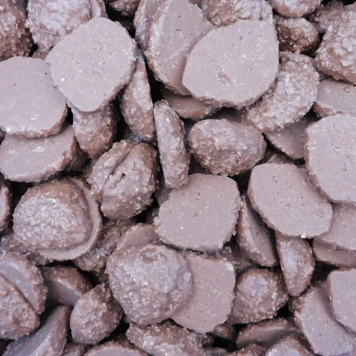 Hugos Milk Chocolate Coconut Rough pieces with rustic rounded shapes and textured coconut finish at The Professors