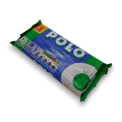 Nestle Polo Mints Original peppermint rolls multipack close view of packaging and mint ring design, available at The Professors