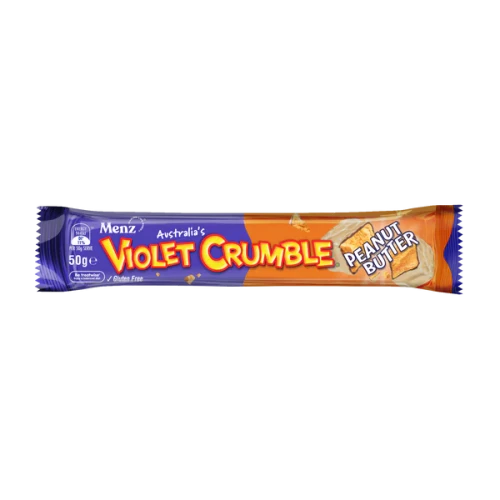 Violet Crumble - Chocolate Honeycomb Bars with Peanut Butter (Display unit | 42 x 50g packs)