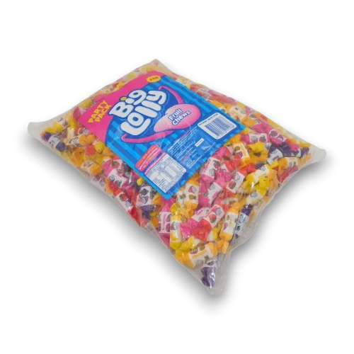 Big Lolly Fruit Chews 2kg bag with assorted strawberry, raspberry and pineapple wrappers