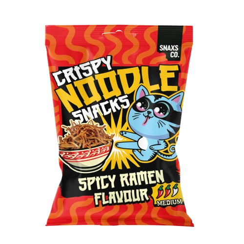 Snaxs Co - Crispy Noodle Snacks - Spicy Ramen Flavour (60g bag)