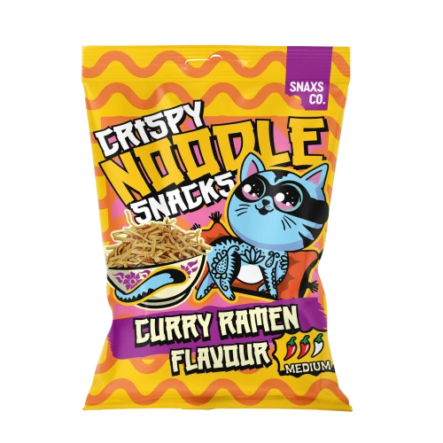 Snaxs Co - Crispy Noodle Snacks - Curry Ramen Flavour (60g bag)