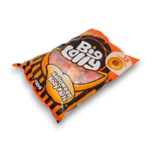 Big Lolly Halloween Body Parts, 120g bag of approximately 15 gummies, right view at The Professors Online Lolly Shop.