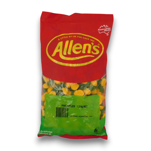 Allens Pineapples 1.3kg Bag – soft, juicy pineapple-shaped jelly lollies