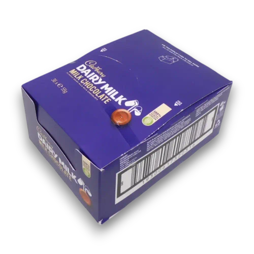 Cadbury Dairy Milk Rolls 36 x 55g bulk box—classic milk chocolate, available at The Professors Online Lolly Shop.