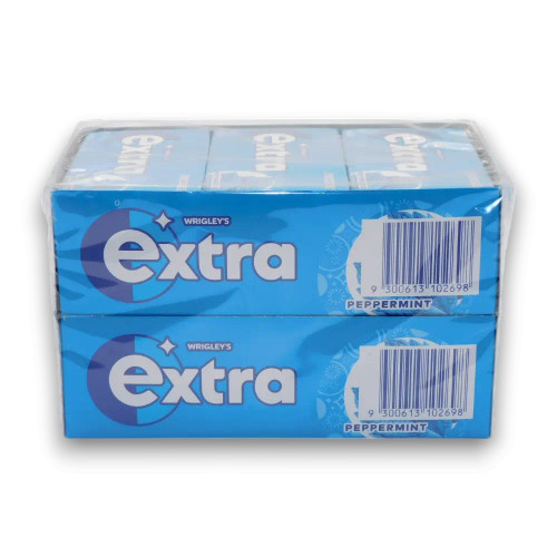 Extra Peppermint Flavour Gum display unit, ideal for newsagents and corner shops, available at The Professors Online Lolly Shop.