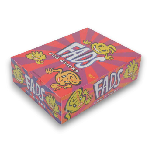 Fads Fun Sticks (48 x 15g pack) display unit with fun cartoon characters and bright packaging colours