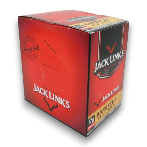 Jack Link's Beef Jerky BBQ 10 x 50g display unit showcasing premium grass-fed beef snacks, available at The Professors.