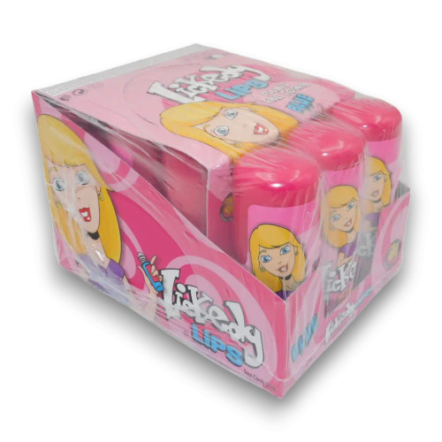 Lickedy Lips sour candy drink in blue raspberry flavour, 12-piece display unit available at The Professors Online Lolly Shop