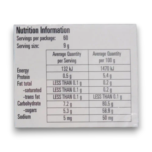 Trolli Hot Dogs nutrition information panel showing 60 servings with an individual serving size of 9g
